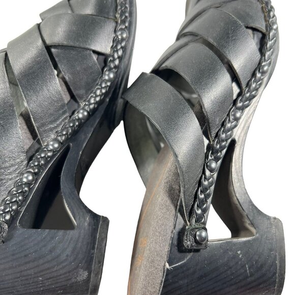 Dansko Womens Black Woven Leather Open Toe Cut-out Heel Shoes Braid Trim Sz 37 - Picture 3 of 11